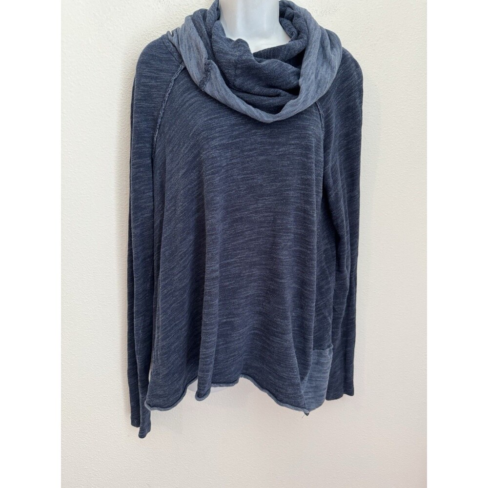 FREE PEOPLE beach Cowl Neck Cocoon Pullover sweater size M Cotton Blue